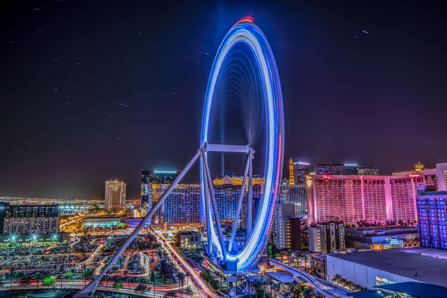 The High Roller Ferris wheel on the Las Vegas skyline