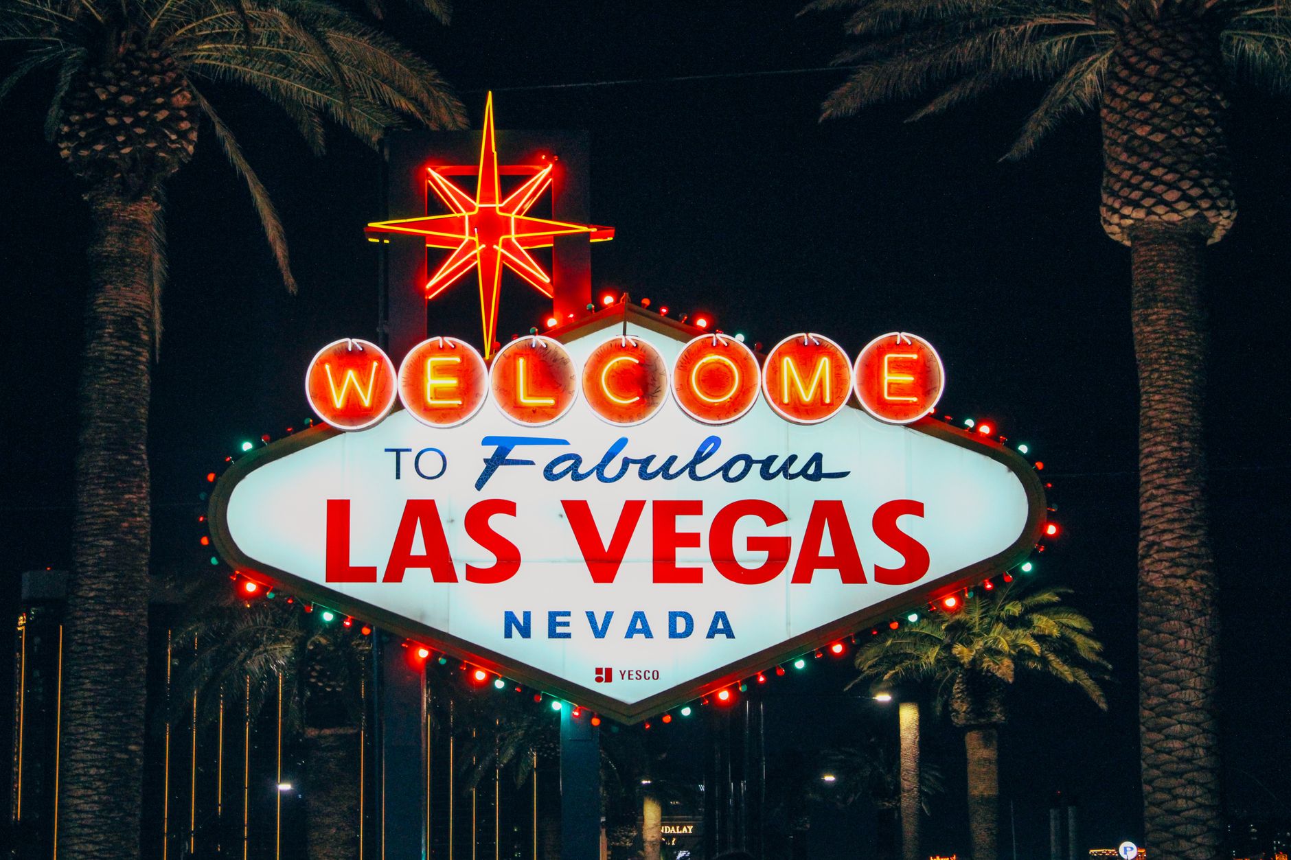The Welcome to Fabulous Las Vegas sign at night