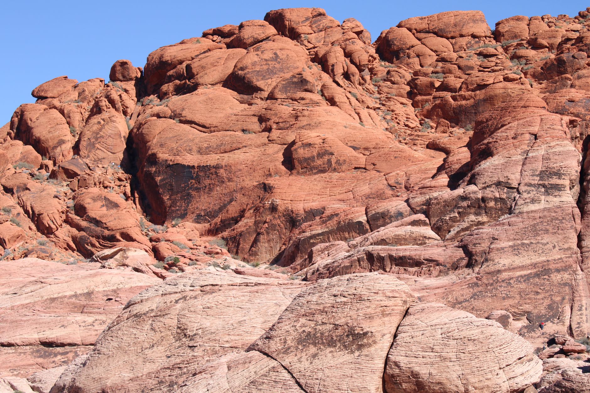 Red rock formations under a clear sky